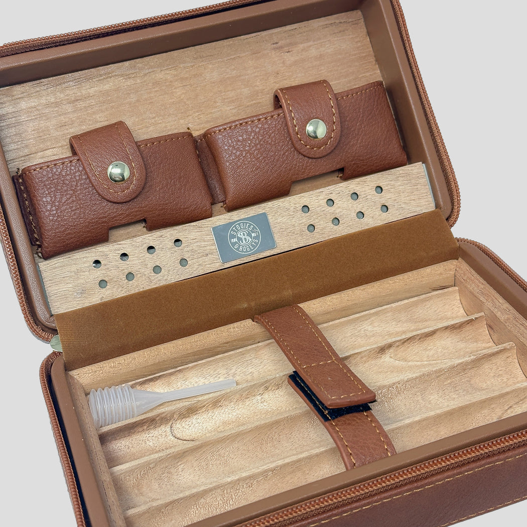 Portable Leather Cigar Humidor